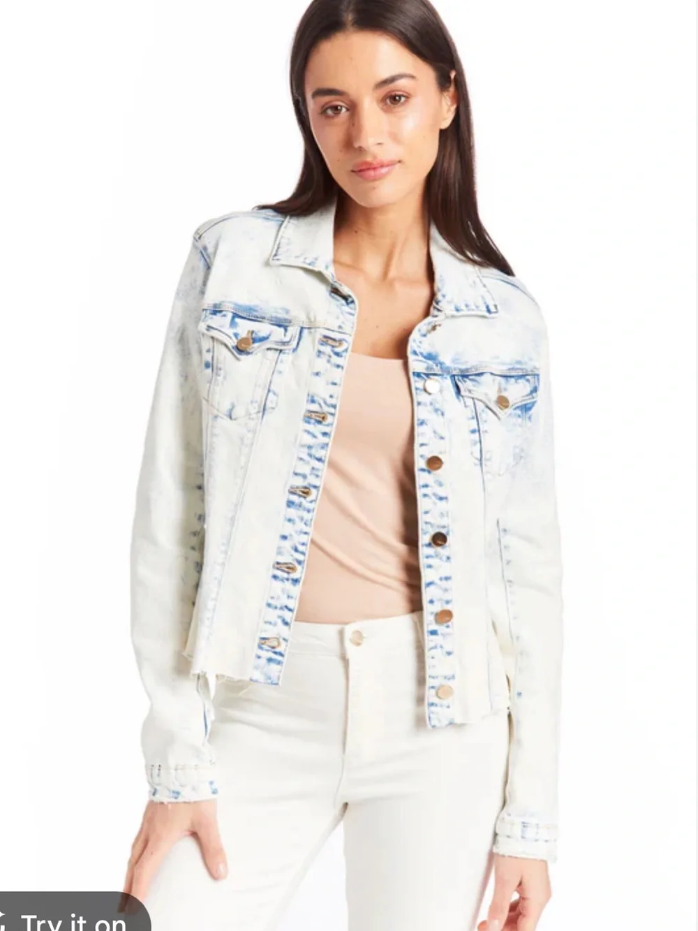 KUT from the Kloth Kara jacket acid wash stretch-cotton denim Size L